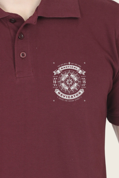 Nautical Navigator Maroon Polo T-Shirt