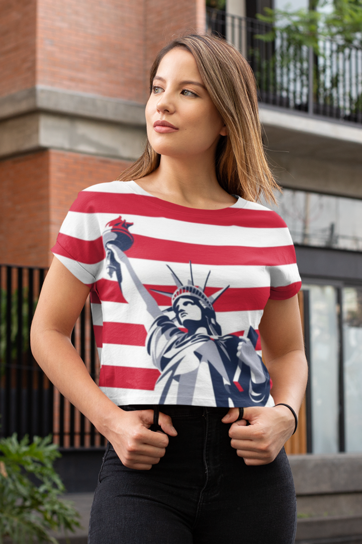 Liberty Stripes All Over Print Crop Top