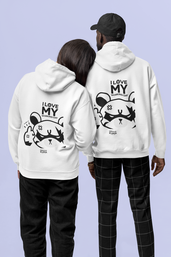 Serious Kuma White Unisex Hoodie