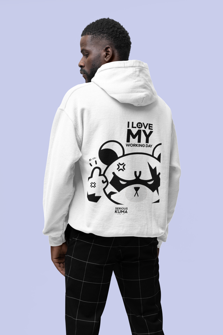 Serious Kuma White Unisex Hoodie