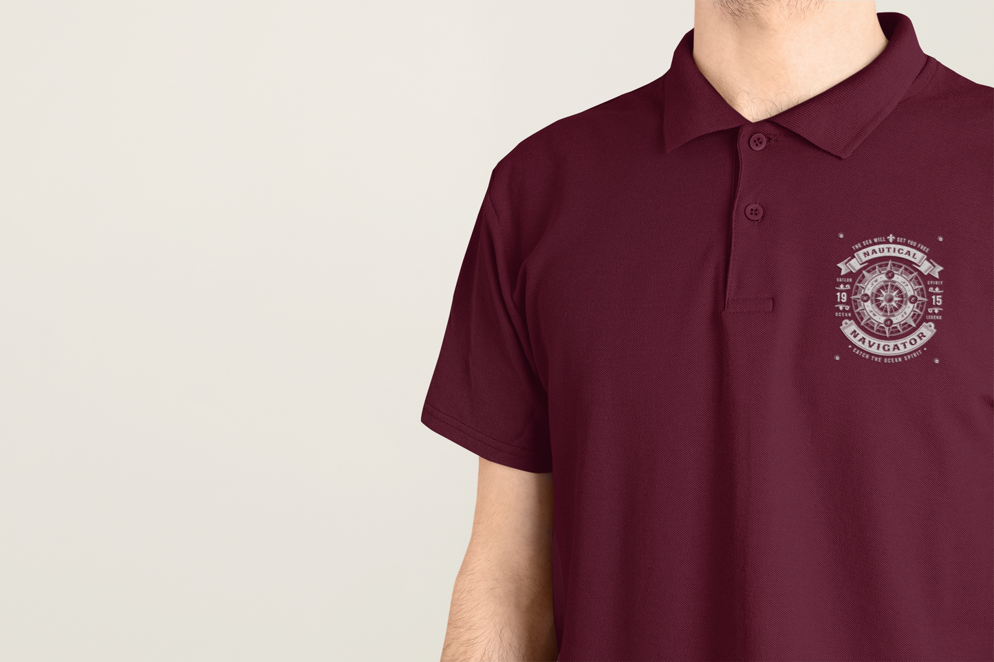 Nautical Navigator Maroon Polo T-Shirt