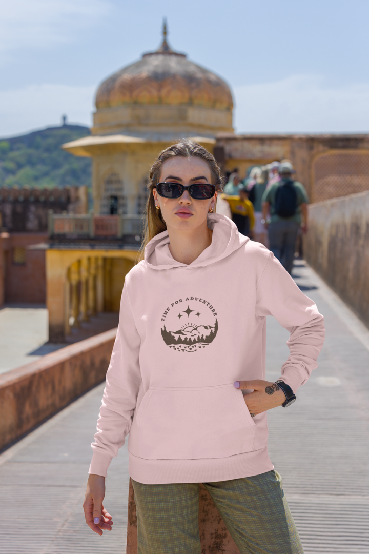 Time for Adventure Light Pink Hoodie