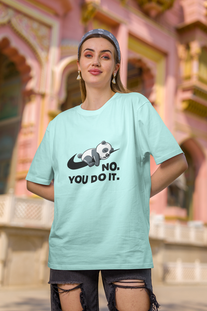 Laid-Back Panda Unisex Mint Oversized T-Shirt