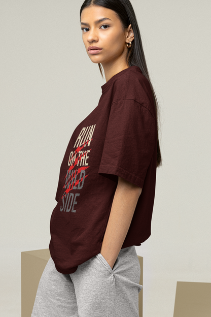 Adventurous Spirit Unisex Maroon Oversized T-Shirt