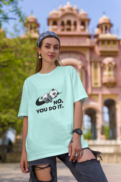 Laid-Back Panda Unisex Mint Oversized T-Shirt