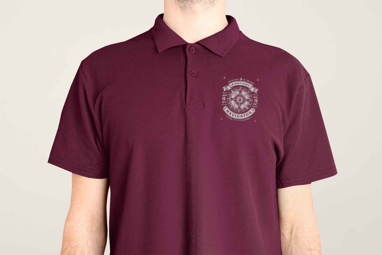 Nautical Navigator Maroon Polo T-Shirt