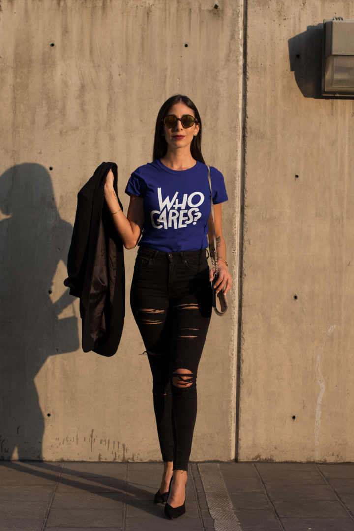 Who Cares? Navy Blue Women's Classic T-shirt