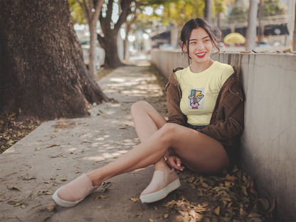 Beige Modern Art Crop Top