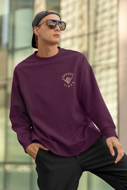 Spooky Vibes Skeleton Hand Maroon Sweatshirt