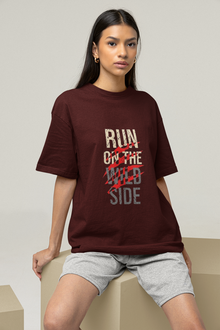 Adventurous Spirit Unisex Maroon Oversized T-Shirt