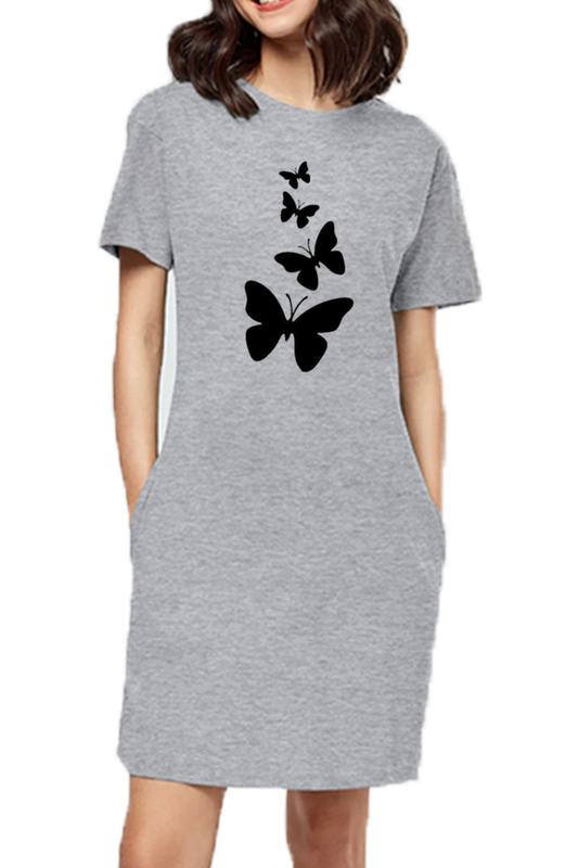 Grey Monarch Flutter T-Shirt Dress