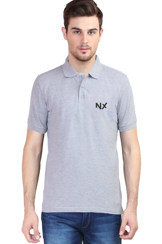 NX Signature Grey Embroidered Polo T-Shirt